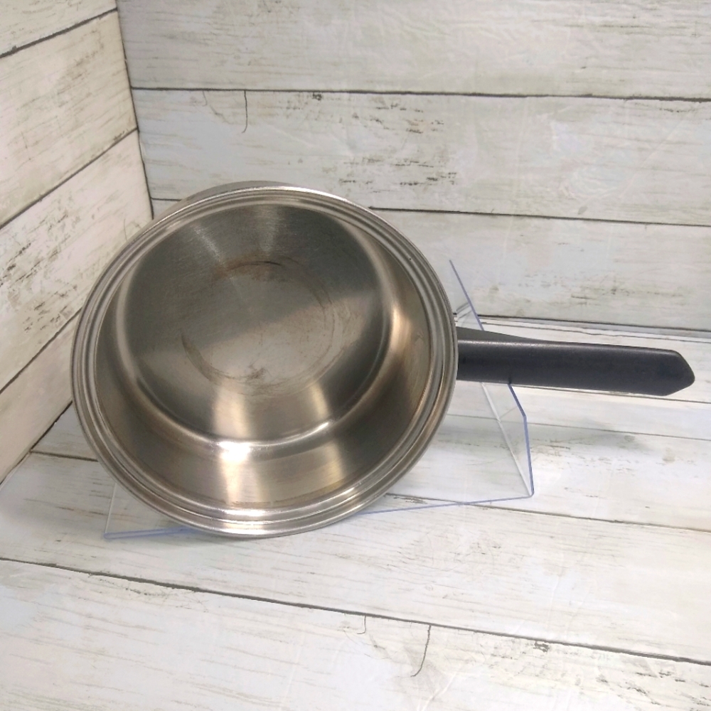Vtg Amway Queen Multi-Ply 18/8 Stainless Steel Sauce Pan Pot 1.5qrt Black Handle